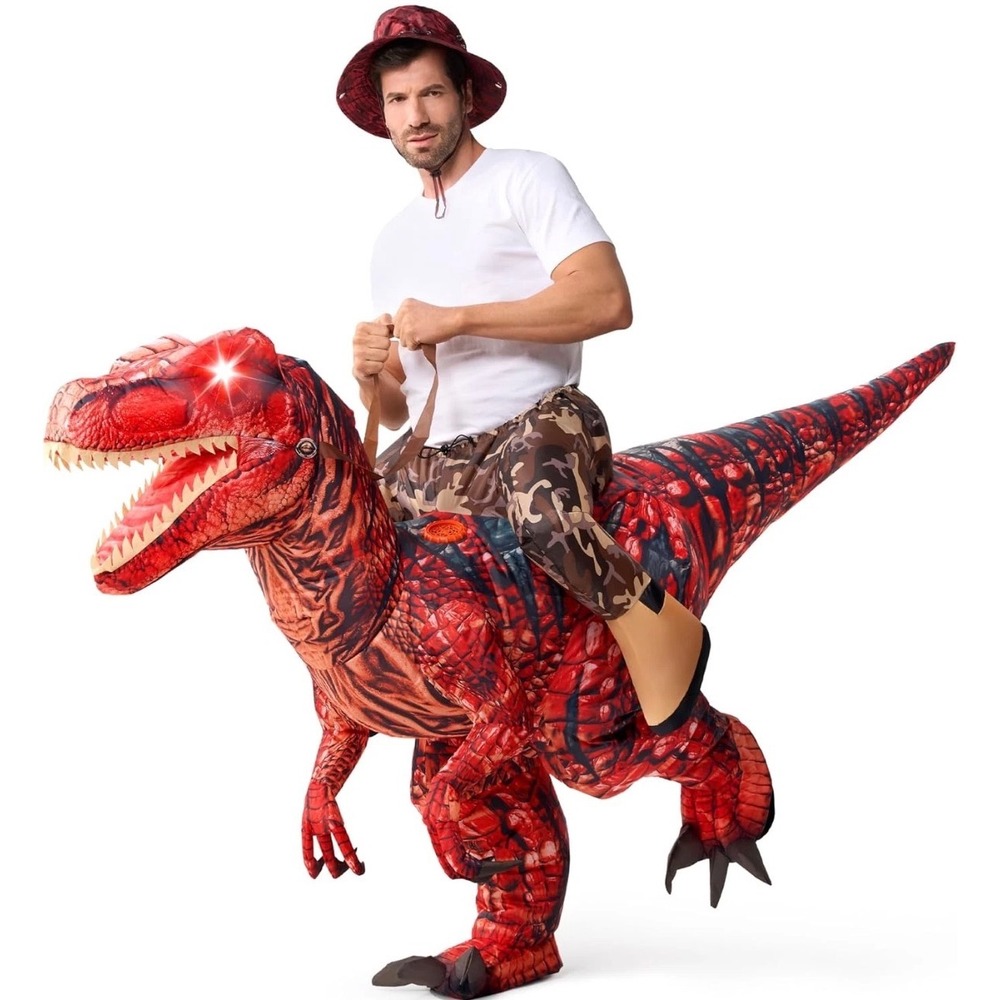 NWOT Spooktacular Creations Adult Light Up Inflatable Raptor Ride-On Costume